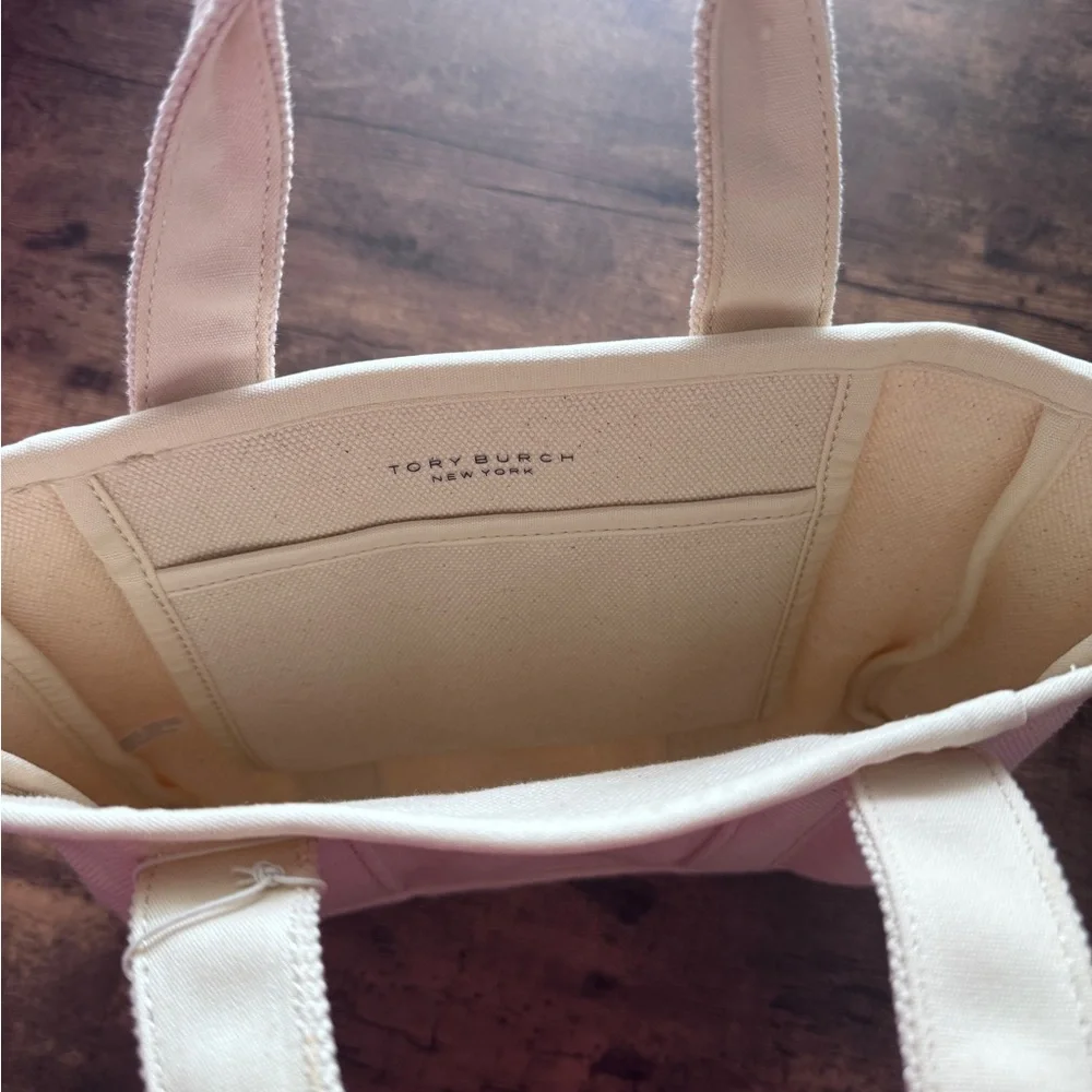 Tory Burch Natural Canvas Mini Tote Bag - Picture 4 of 14